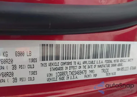 2014 Ram 1500 Big Horn из США, поврежденный, VIN 1C6RR7LTXES469479